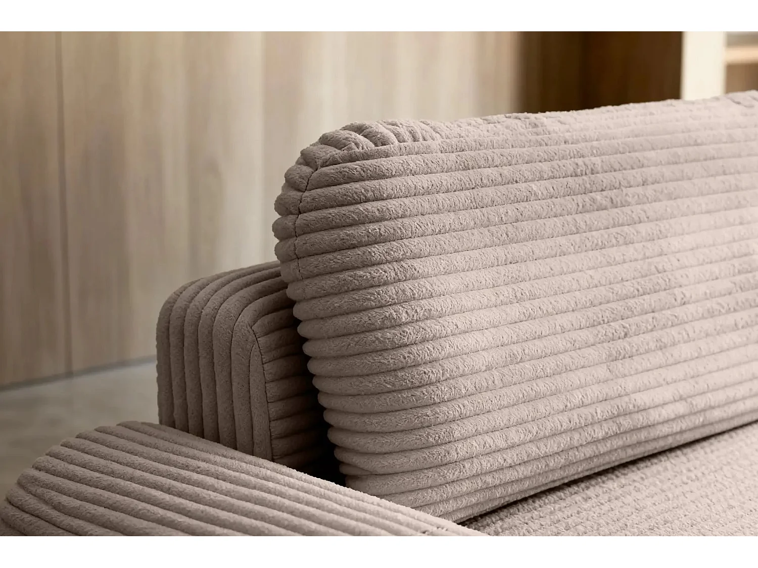 OLYMPE - Canapé d'angle velours cotelé - Café - Gauche