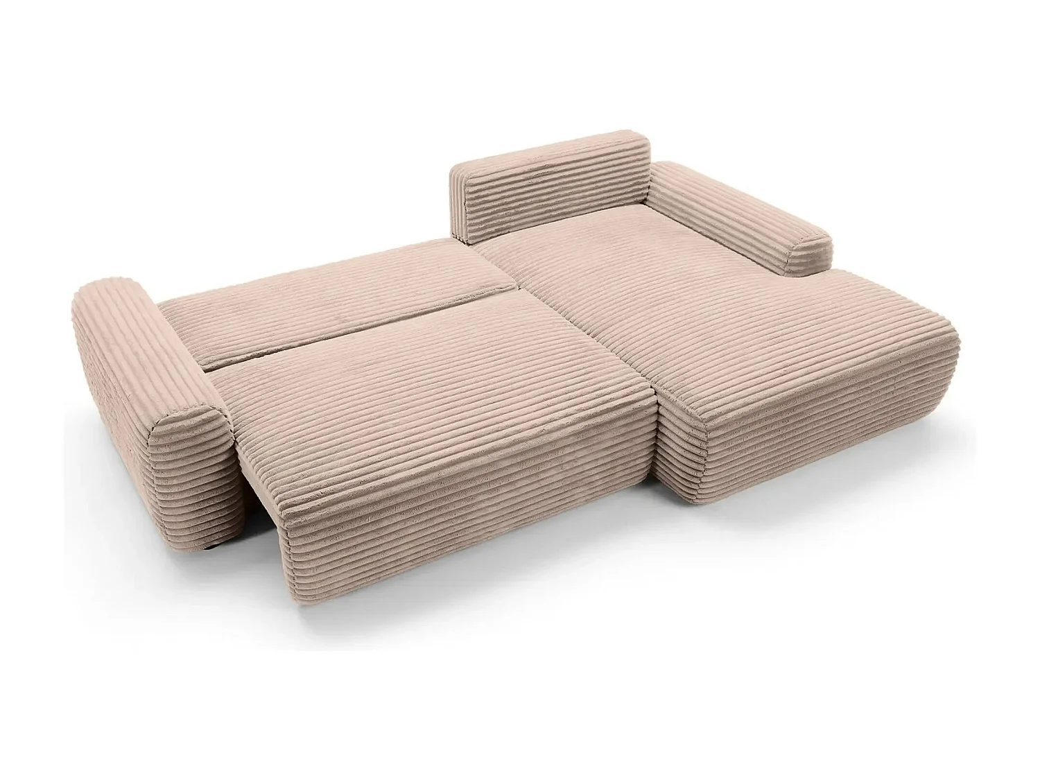 OLYMPE - Canapé d'angle velours cotelé - Café - Gauche