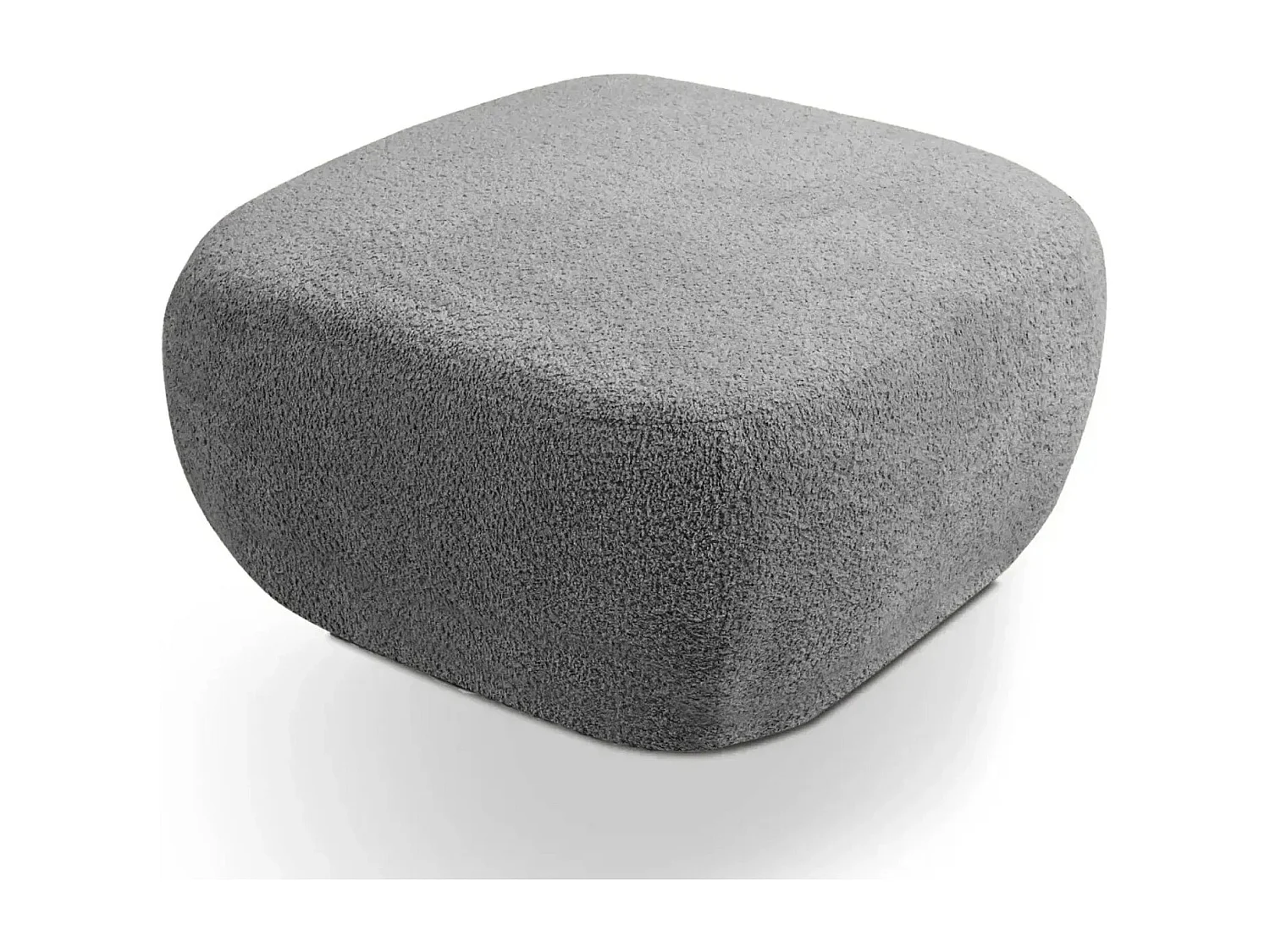 SANTIAGO - Pouf tissu bouclette - Gris Foncé