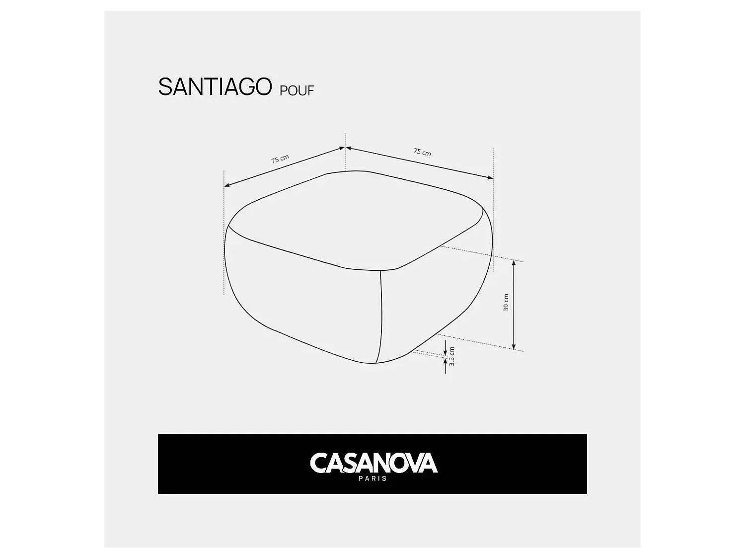 SANTIAGO - Pouf tissu bouclette - Gris Foncé