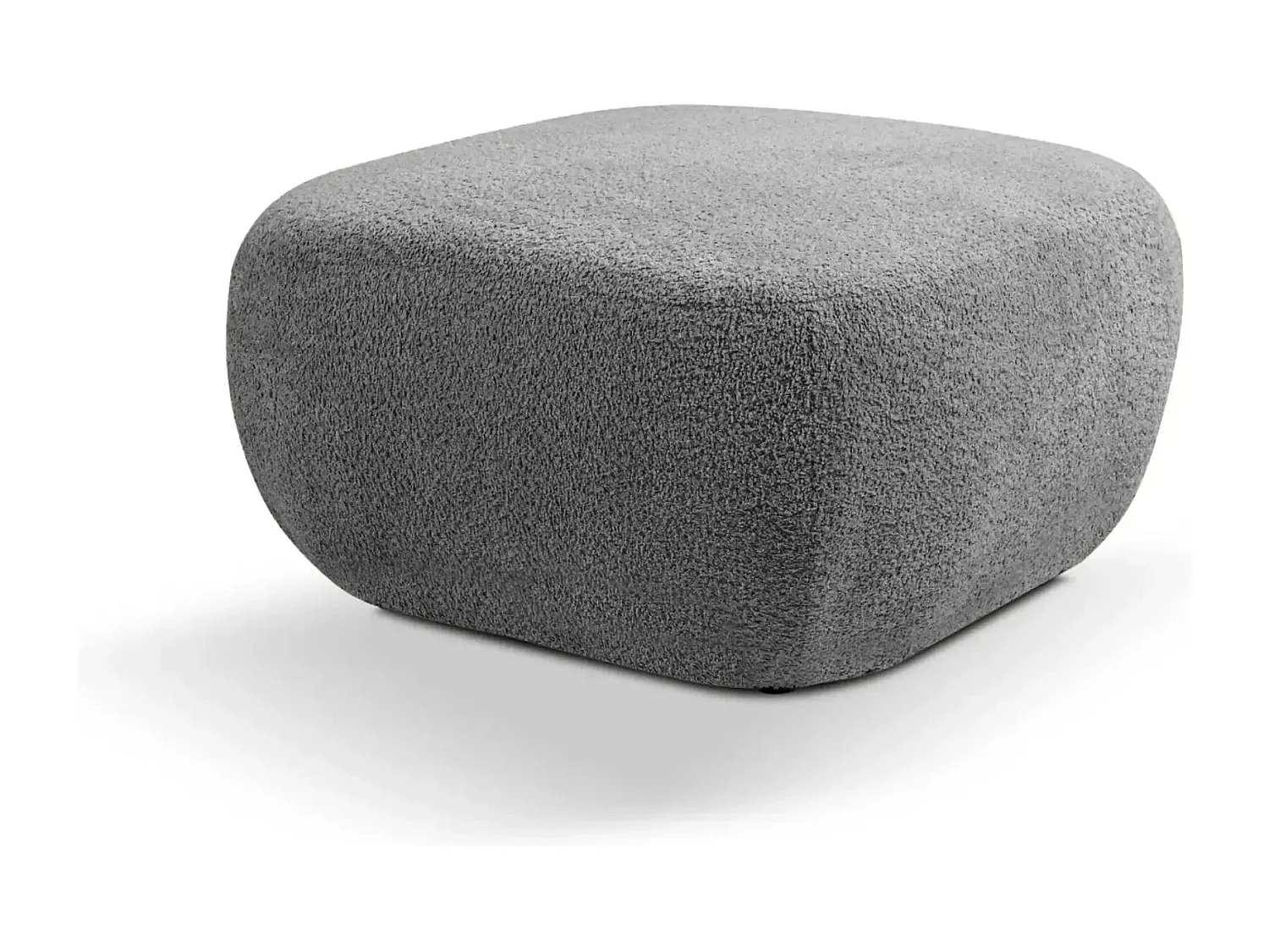 SANTIAGO - Pouf en tissu bouclette Gris foncé 75x75x39
