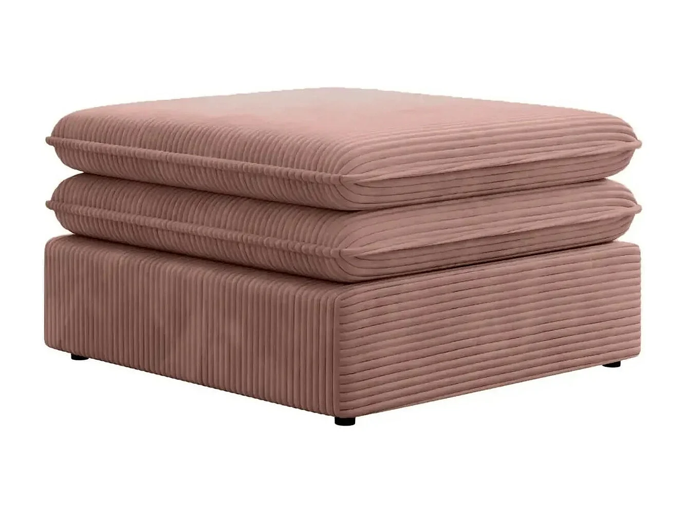 OSCAR POUF - Pouf en velours côtelé Rose 70x70x43