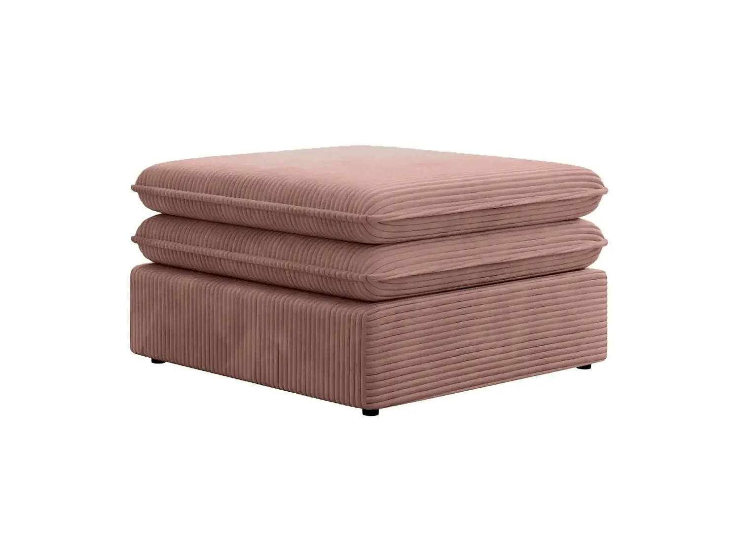 OSCAR POUF - Pouf en velours côtelé Rose 70x70x43