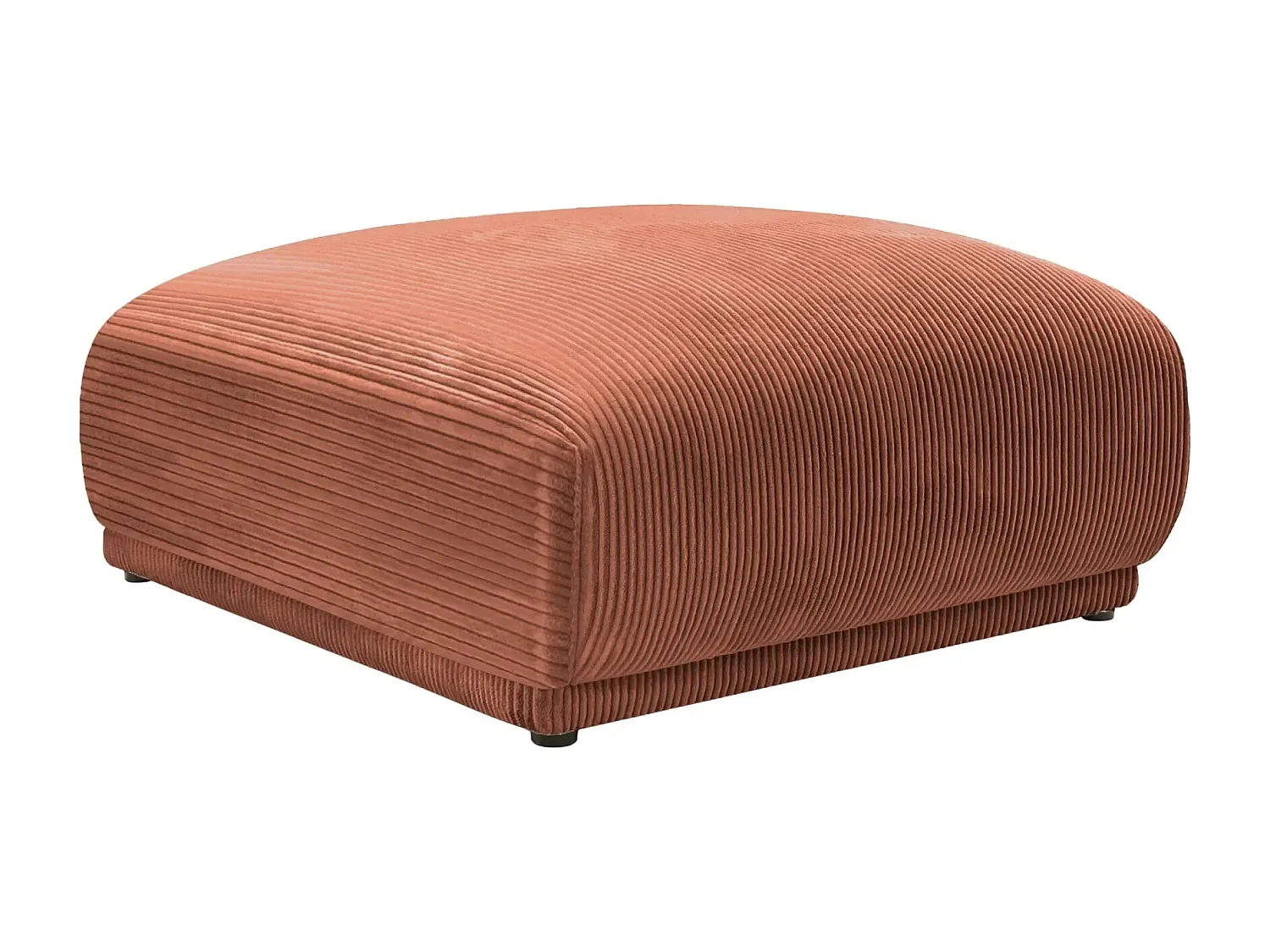 ROSALIE - Pouf en velours côtelé Terracotta 102x83x46