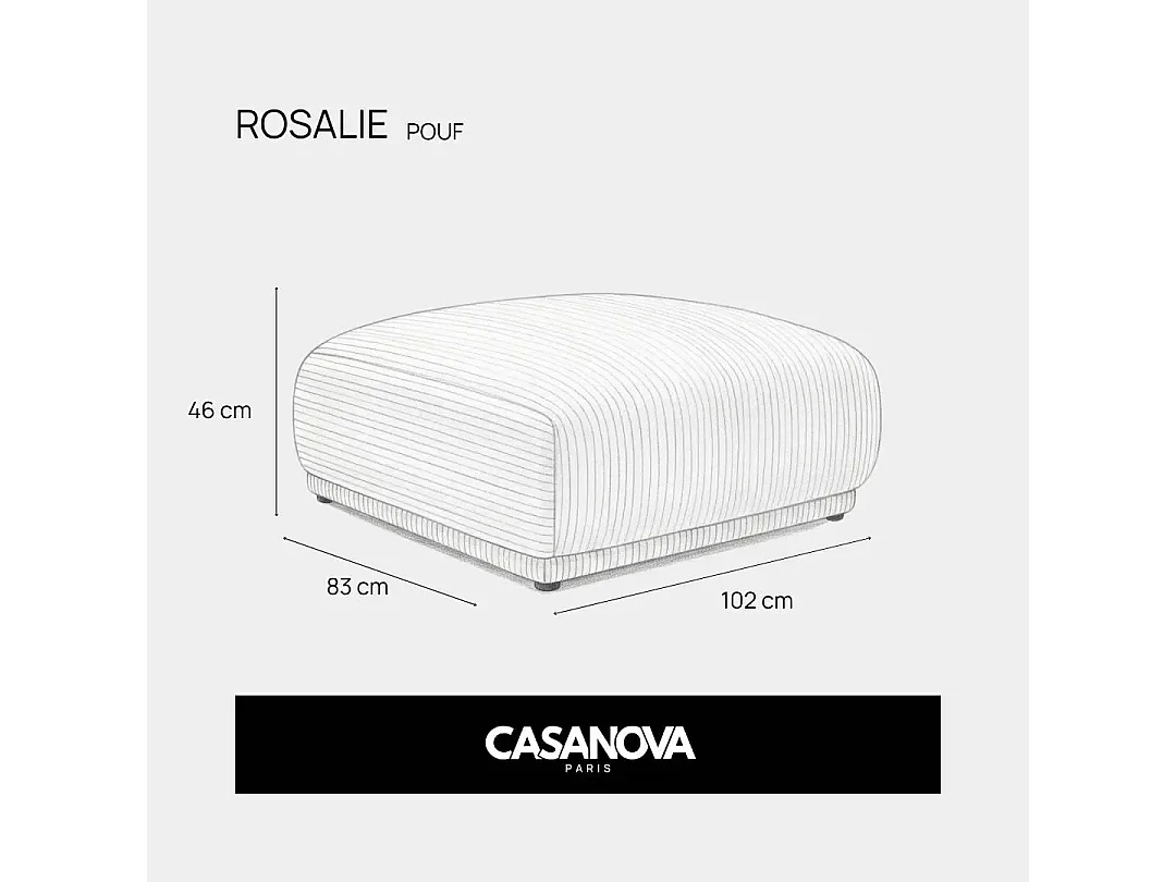 ROSALIE - Pouf en velours côtelé Terracotta 102x83x46