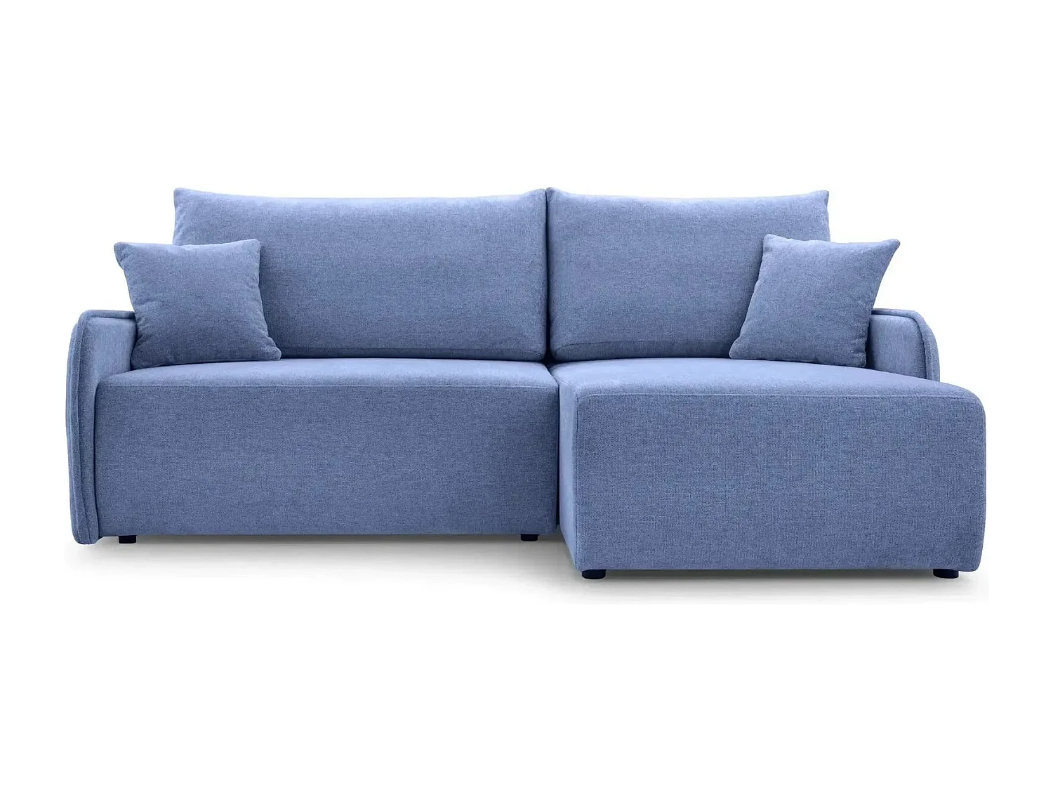 SACHA - Canapé d'angle tissu chiné 4 places - Bleu - Gauche