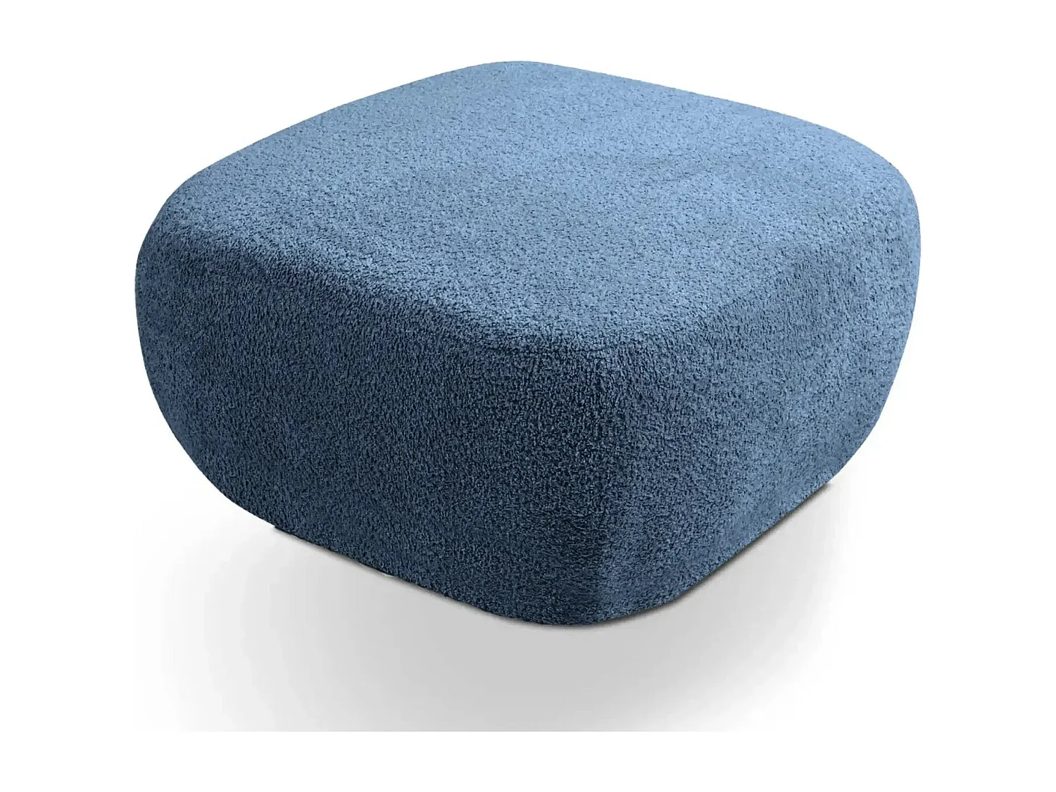SANTIAGO - Pouf tissu bouclette - Bleu