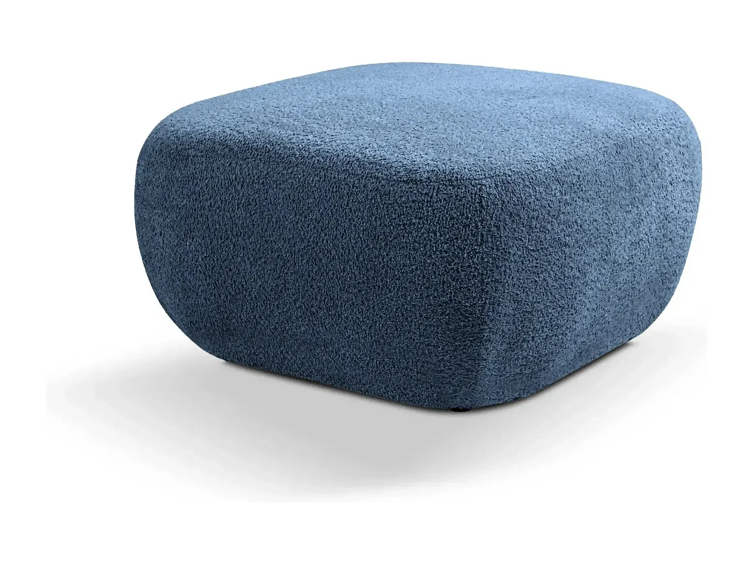 SANTIAGO - Pouf en tissu bouclette Bleu 75x75x39