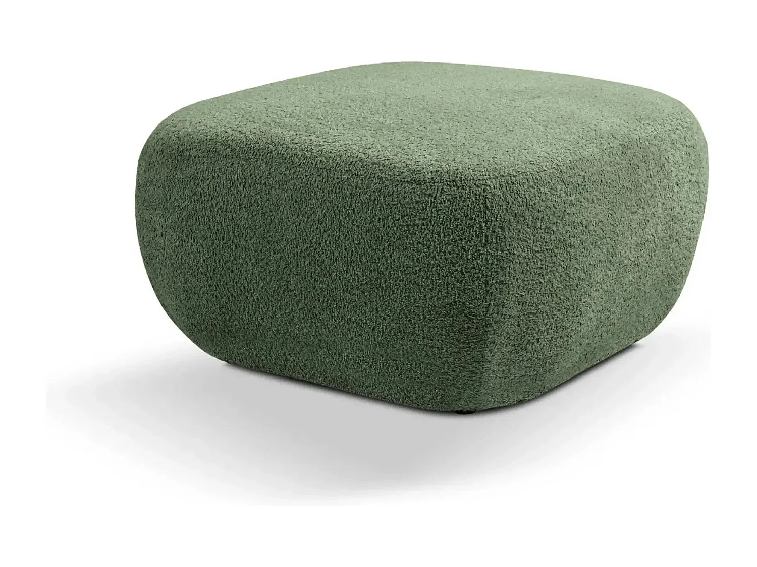 SANTIAGO - Pouf en tissu bouclette Vert 75x75x39