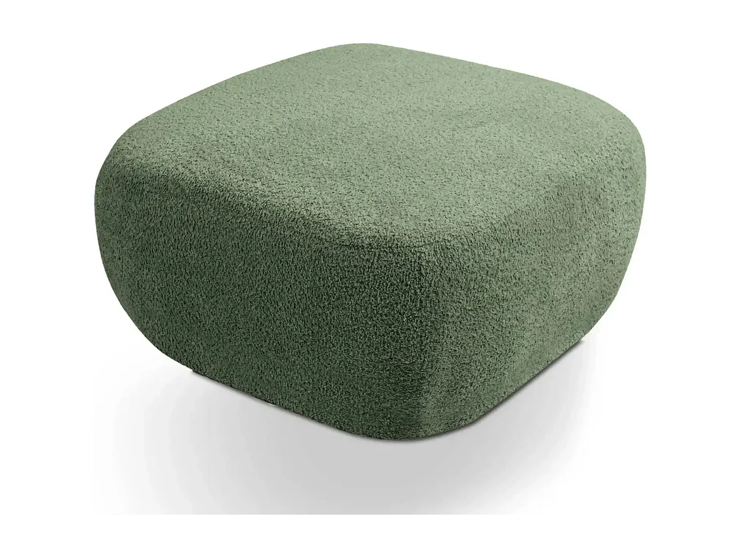 SANTIAGO - Pouf en tissu bouclette Vert 75x75x39