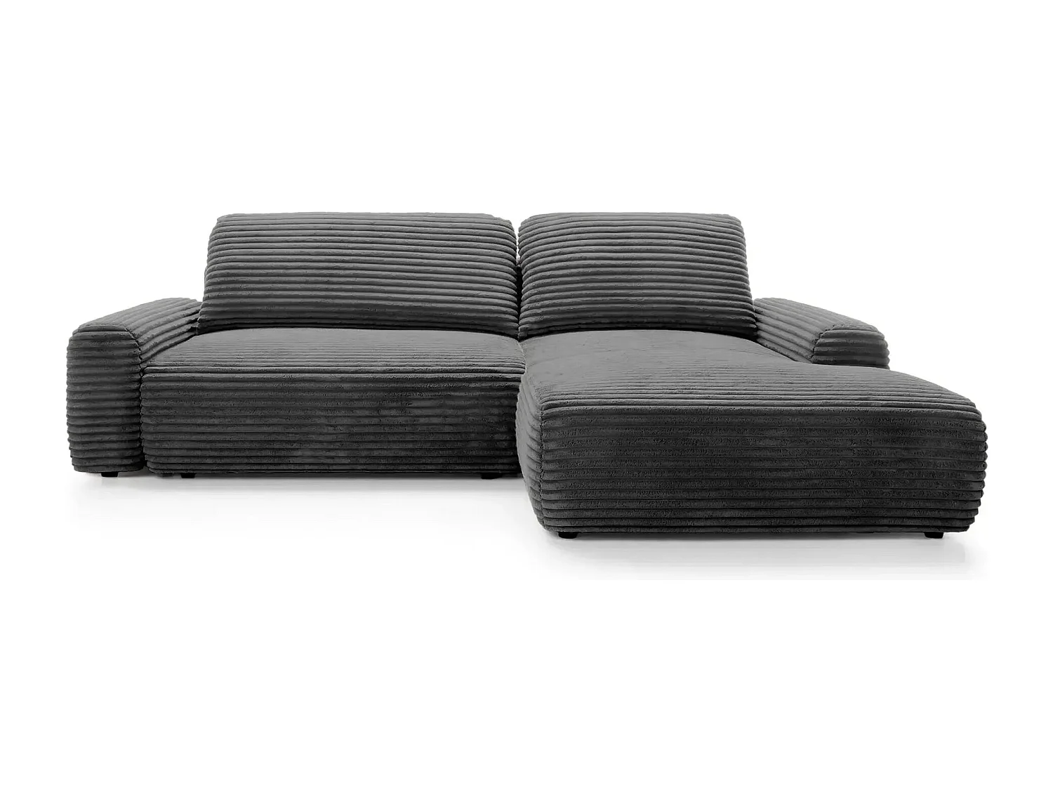 OLYMPE - Canapé d'angle velours cotelé 4 places - Gris Anthracite - Gauche