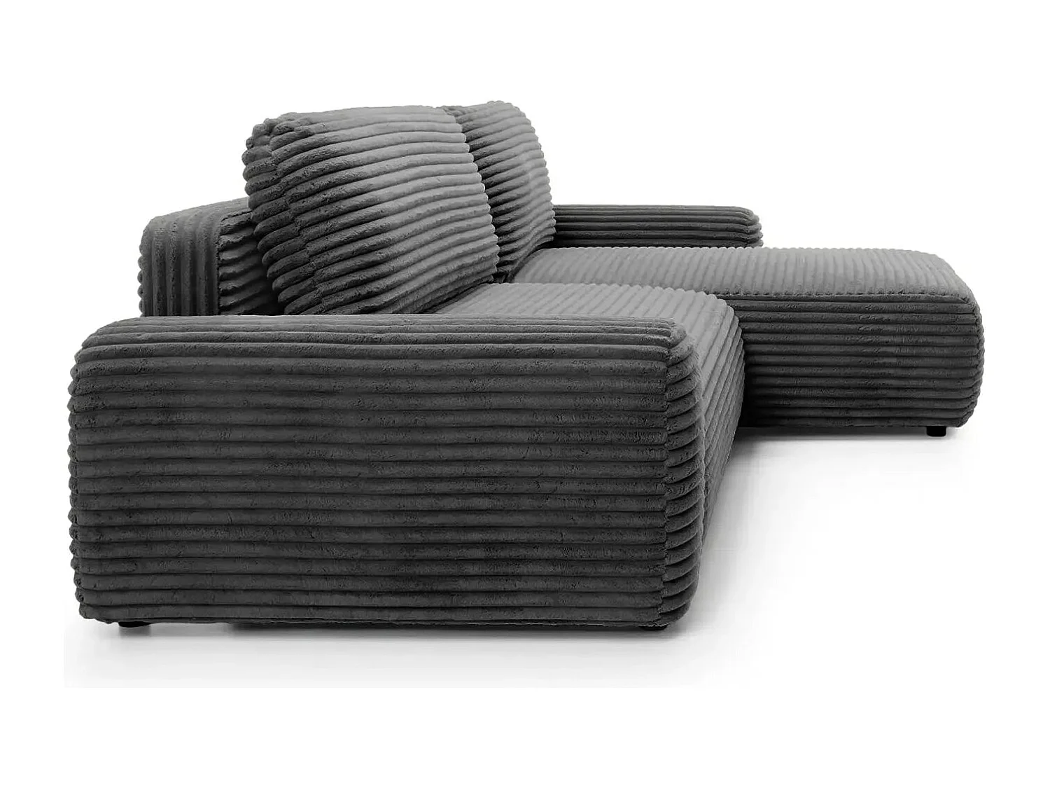 OLYMPE - Canapé d'angle velours cotelé 4 places - Gris Anthracite - Gauche