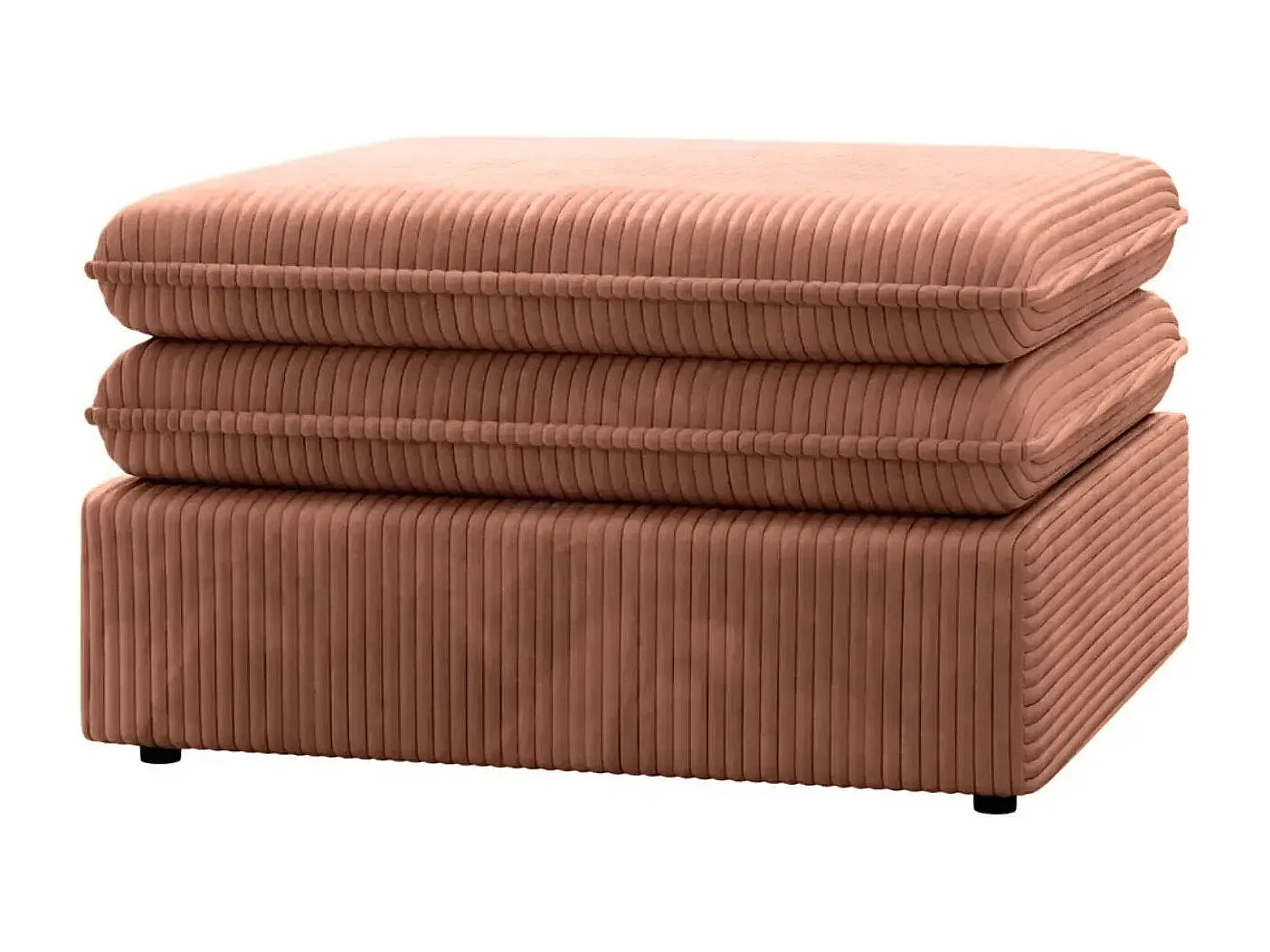 OSCAR POUF - Pouf en velours côtelé Terracotta 70x70x43