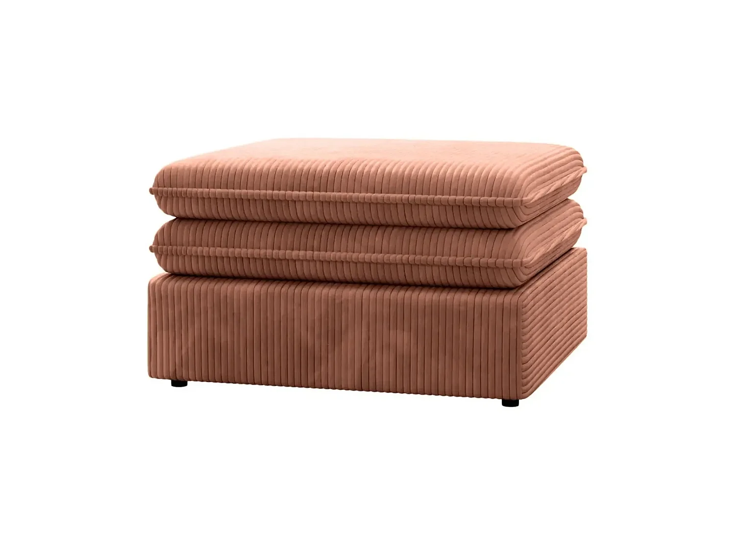 OSCAR POUF - Pouf en velours côtelé Terracotta 70x70x43