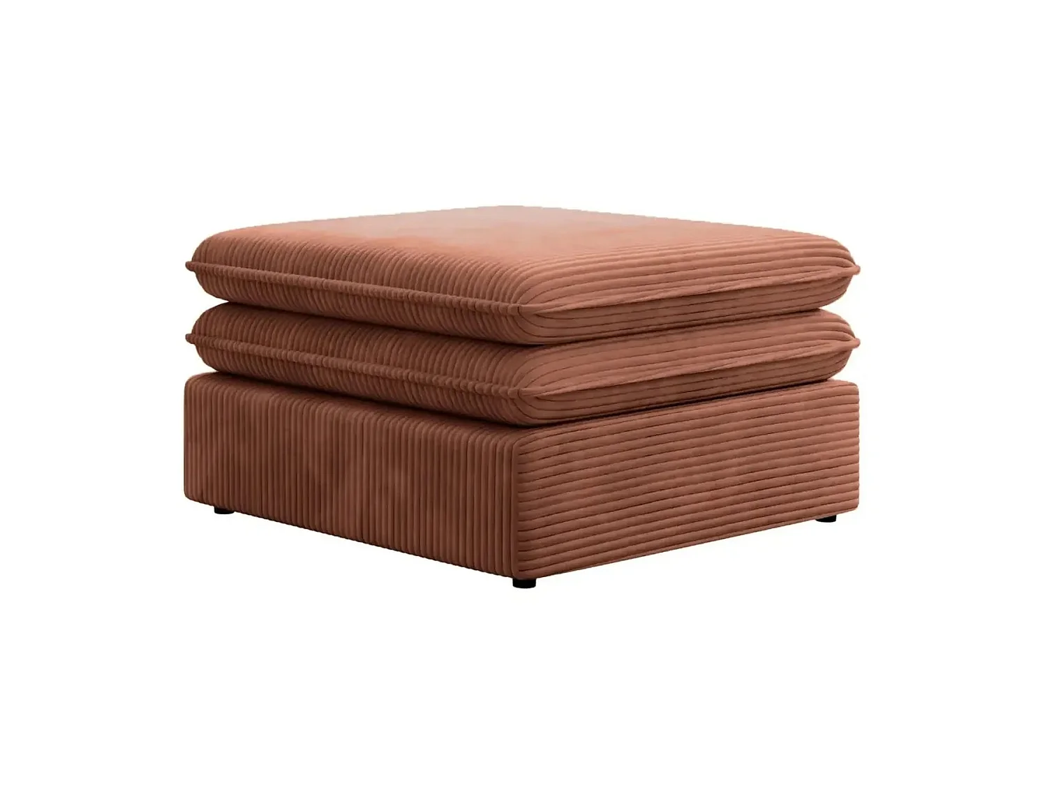 OSCAR POUF - Pouf en velours côtelé Terracotta 70x70x43