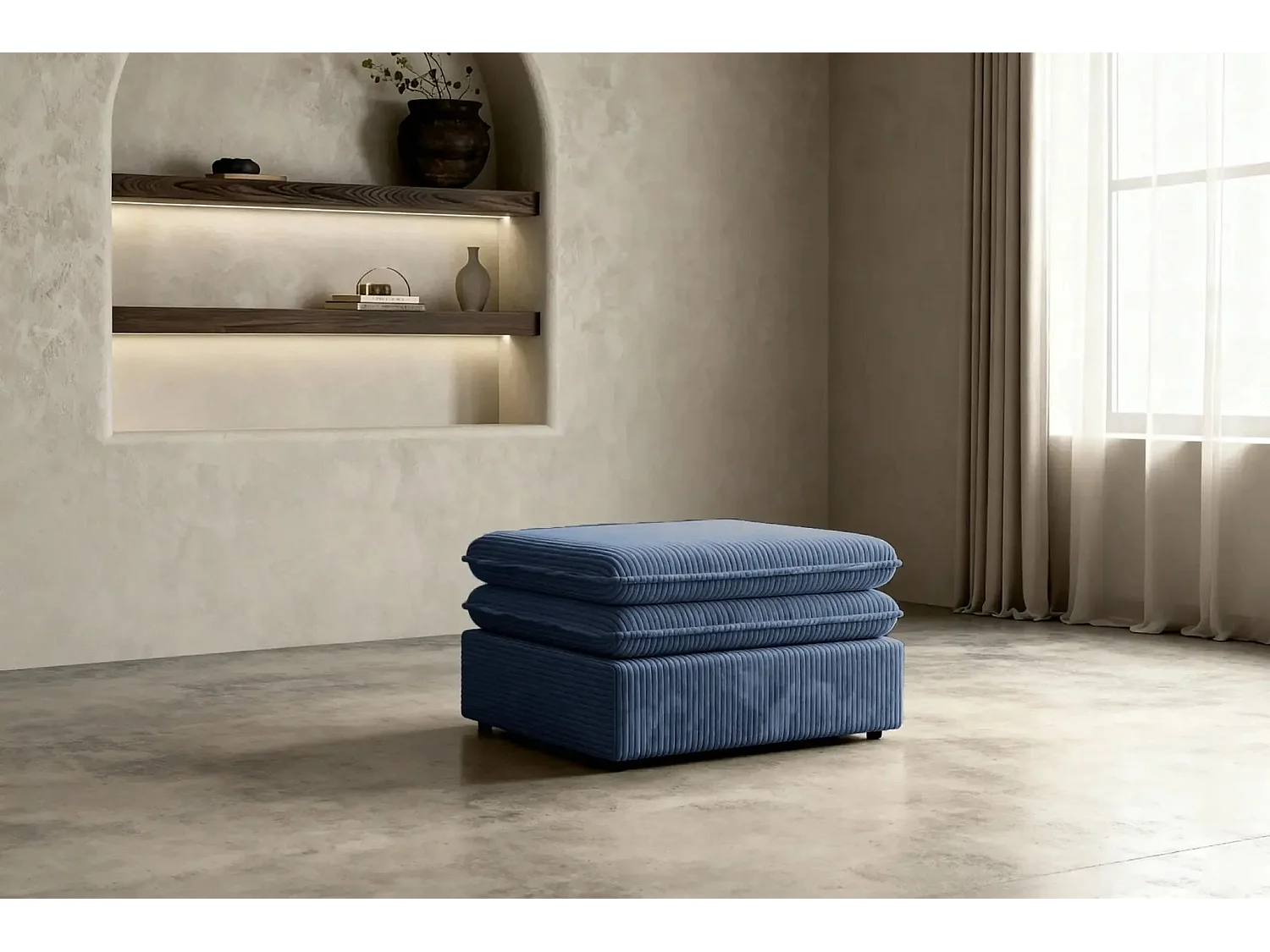 OSCAR POUF - Pouf velours cotelé - Bleu