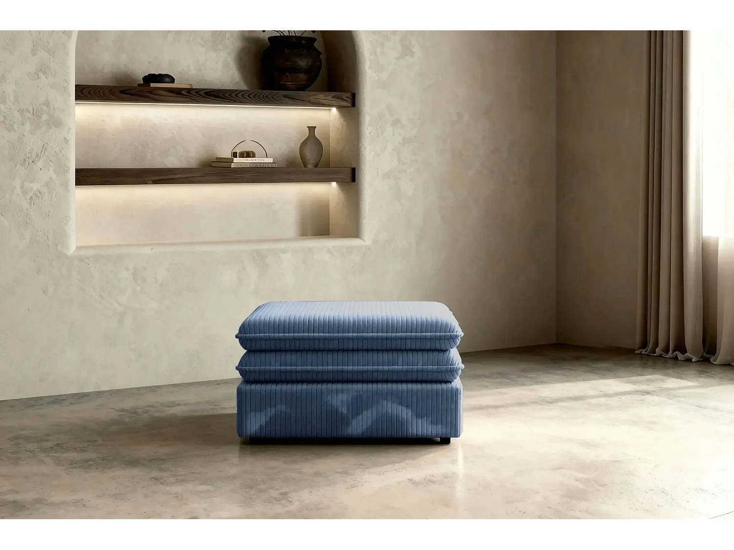 OSCAR POUF - Pouf velours cotelé - Bleu