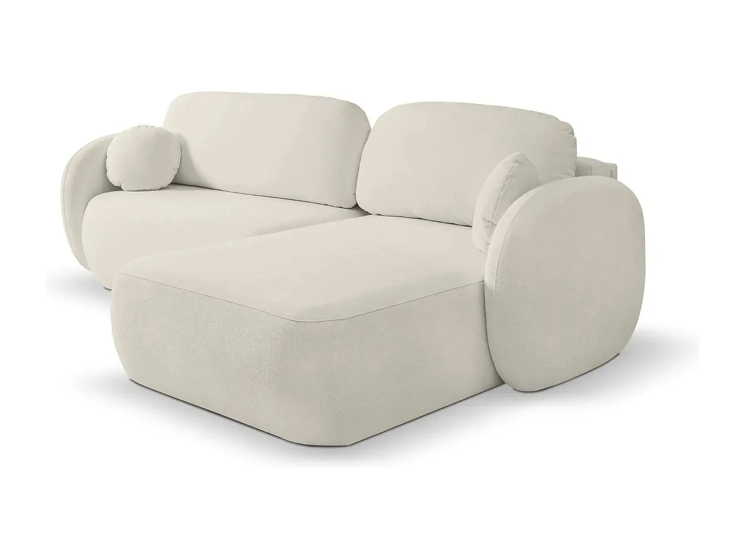 SANTIAGO - Canapé d'angle tissu bouclette - Beige - Gauche