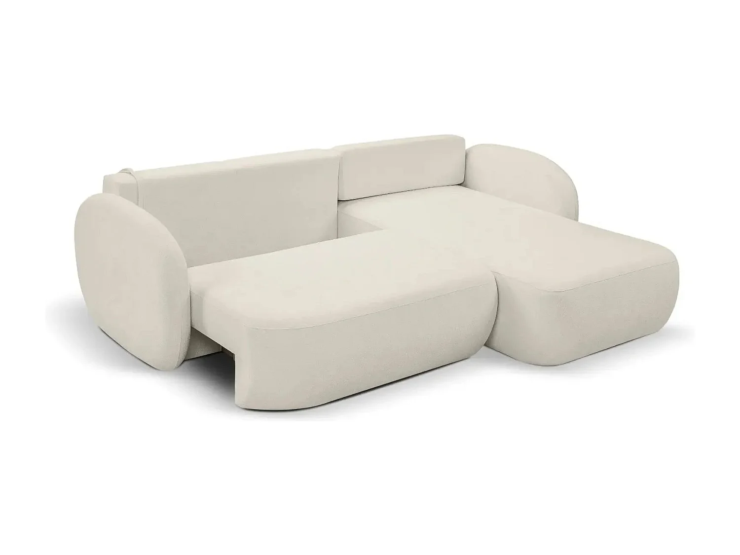 SANTIAGO - Canapé d'angle tissu bouclette - Beige - Gauche