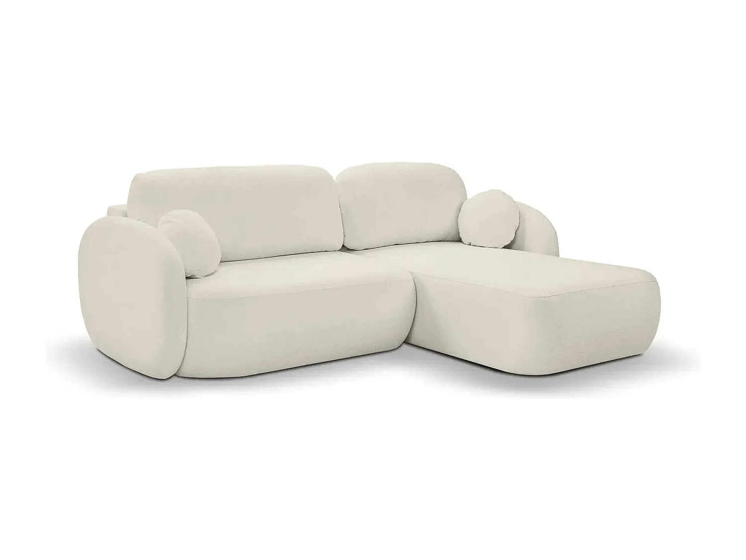 SANTIAGO - Canapé d'angle tissu bouclette - Beige - Gauche