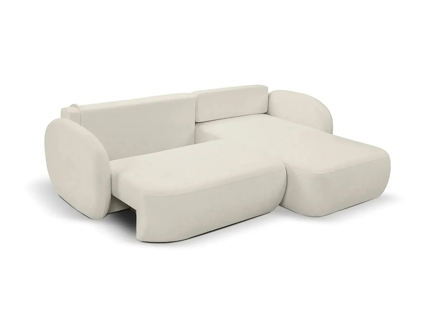 SANTIAGO - Canapé d'angle tissu bouclette 4 places Beige Gauche