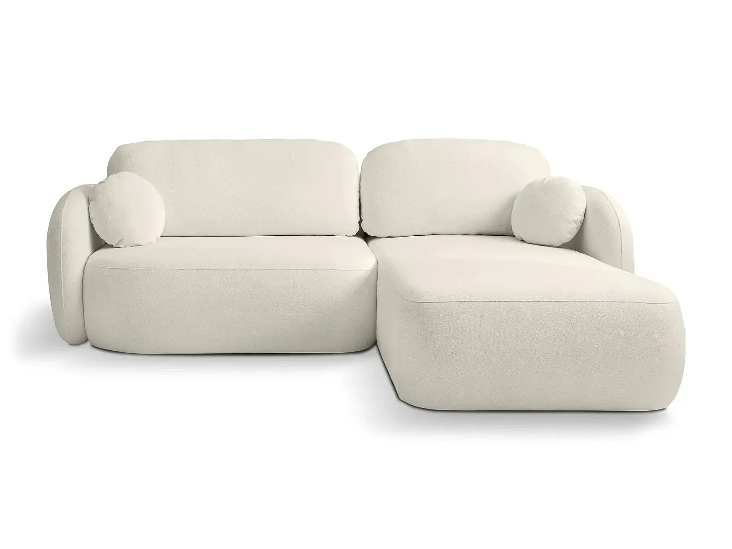 SANTIAGO - Canapé d'angle tissu bouclette 4 places Beige Gauche