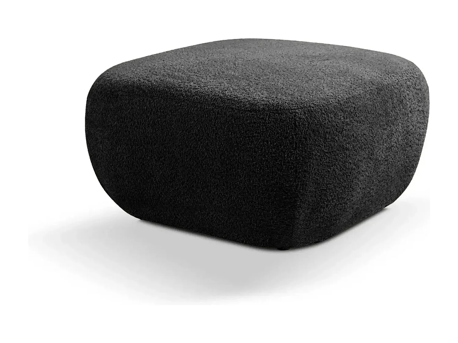 SANTIAGO - Pouf tissu bouclette - Noir