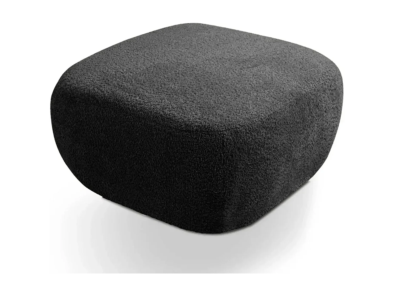 SANTIAGO - Pouf en tissu bouclette Noir 75x75x39