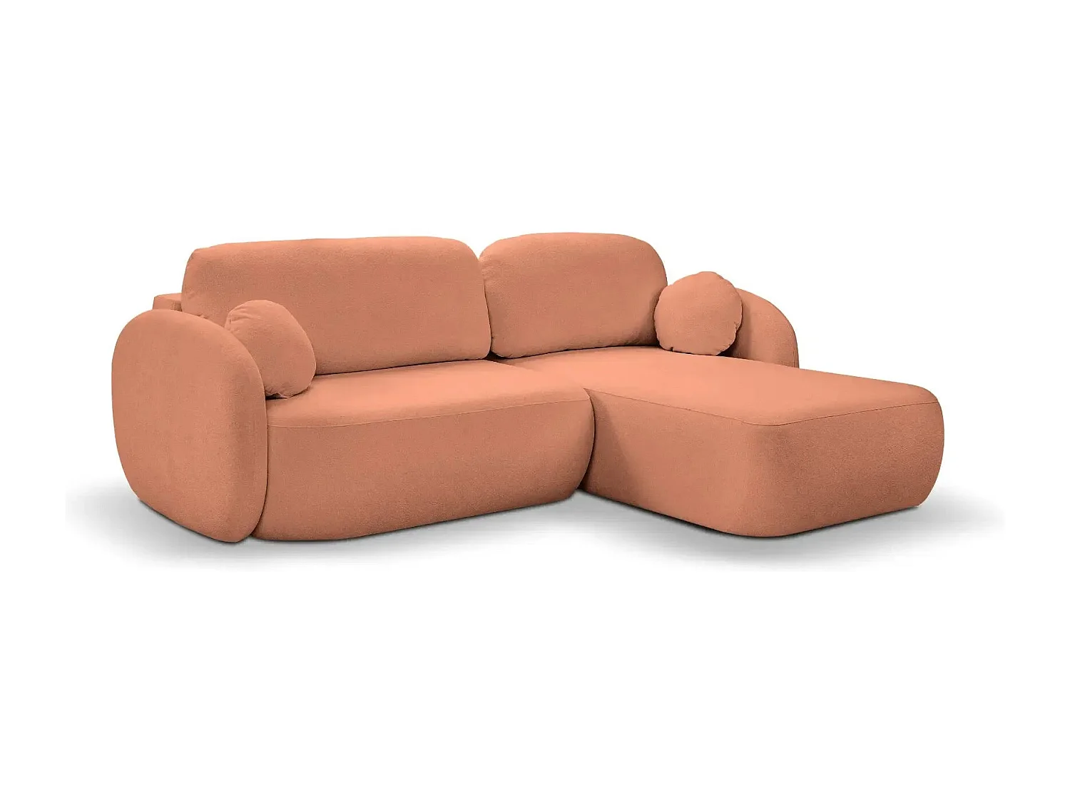 SANTIAGO - Canapé d'angle tissu bouclette - Terracotta - Gauche