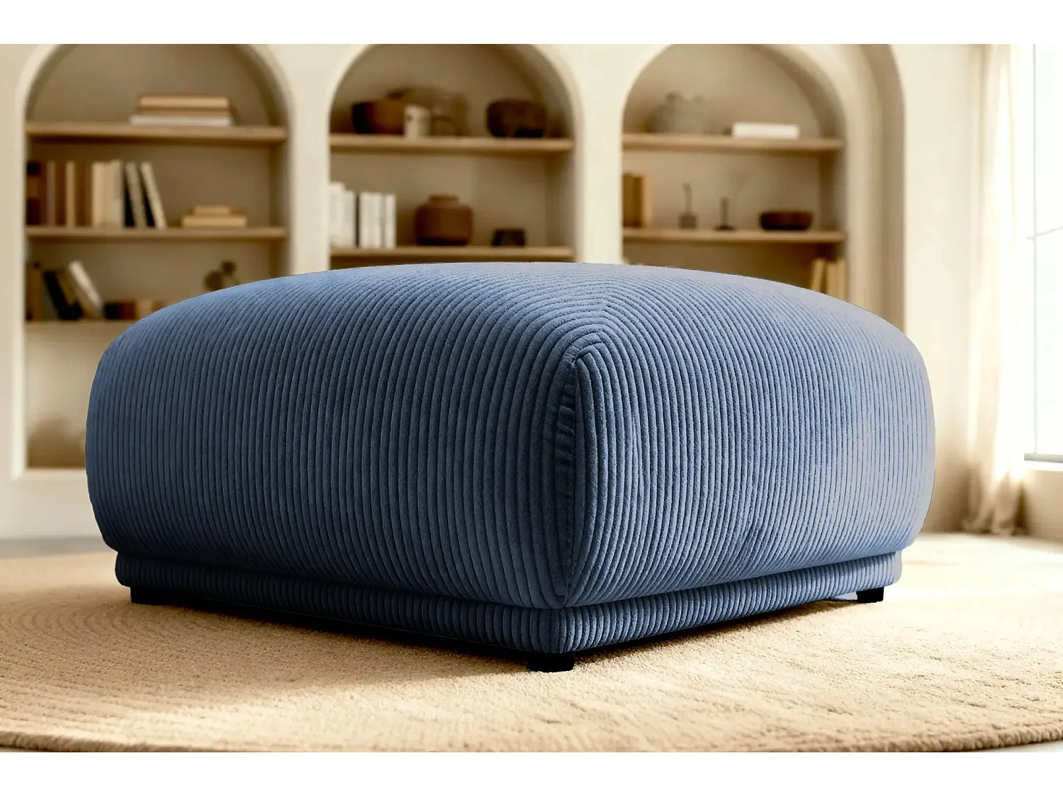 ROSALIE - Pouf velours cotelé - Bleu