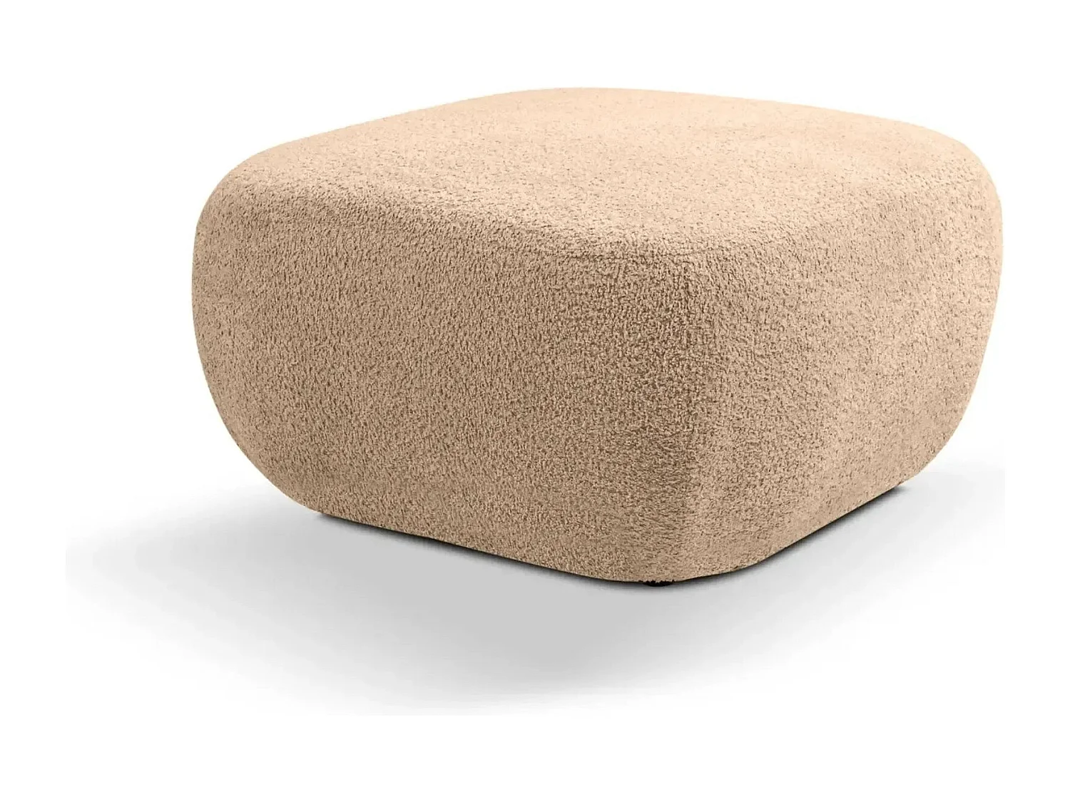 SANTIAGO - Pouf tissu bouclette - Café