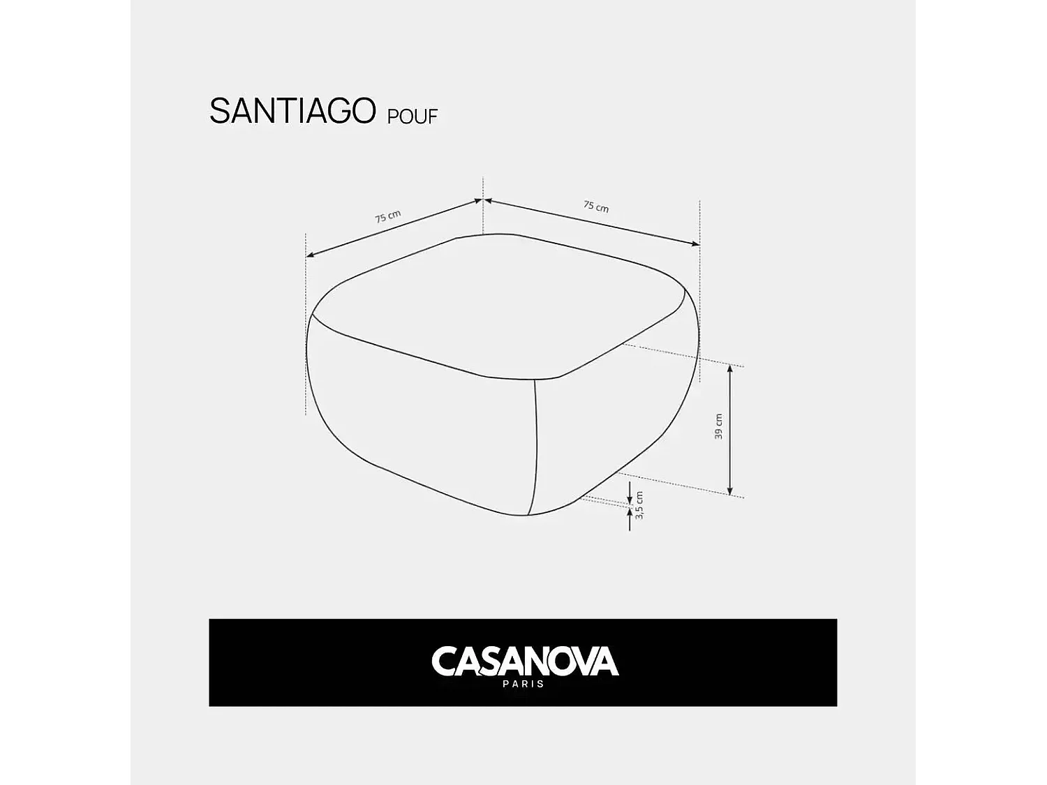 SANTIAGO - Pouf en tissu bouclette Café 75x75x39