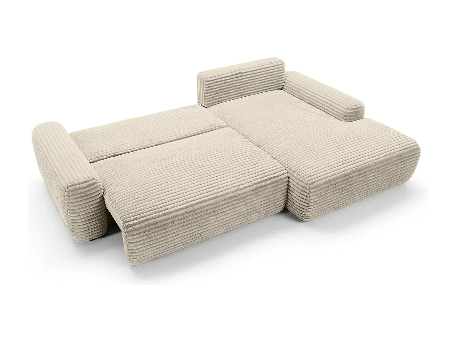 OLYMPE - Canapé d'angle velours cotelé - Beige - Gauche