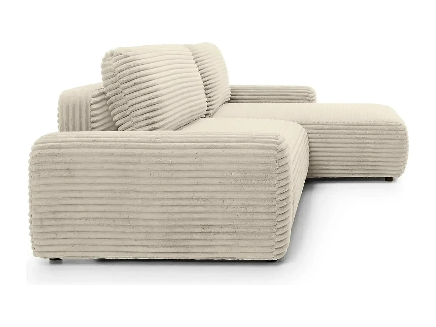 OLYMPE - Canapé d'angle velours cotelé 4 places - Beige - Gauche