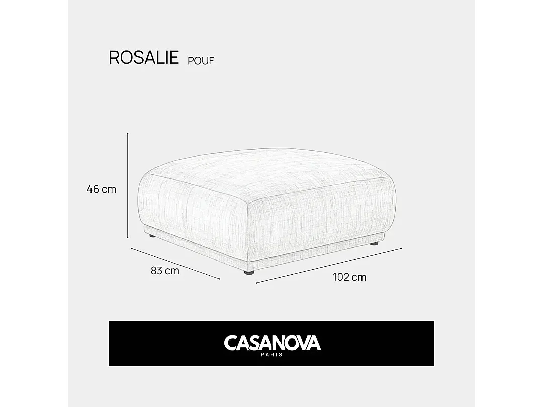 ROSALIE - Pouf en tissu chenille Gris foncé 102x83x46