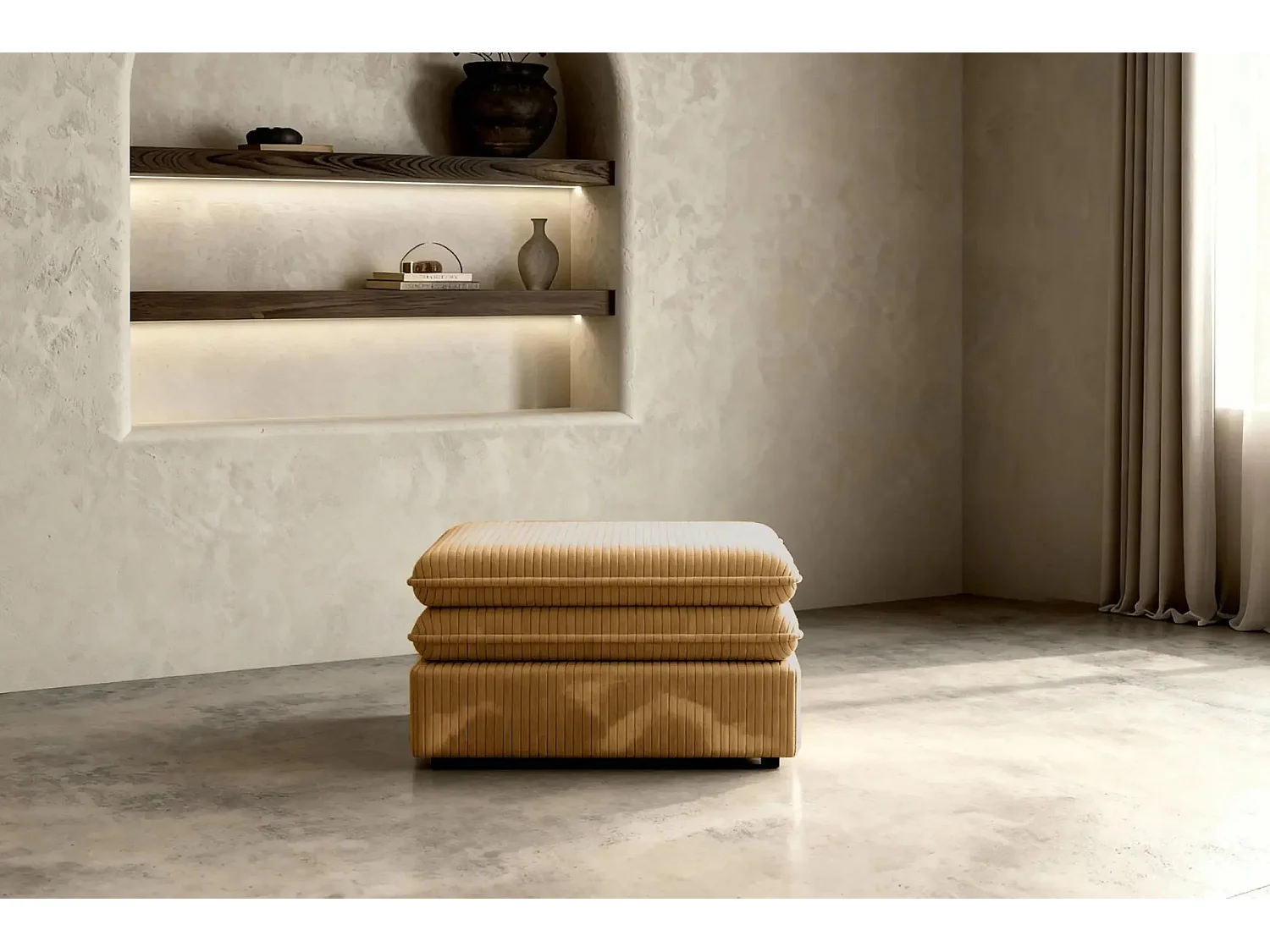 OSCAR POUF - Pouf velours cotelé - Moutarde