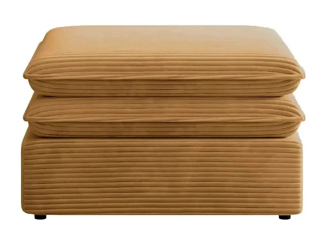 OSCAR POUF - Pouf en velours côtelé Moutarde 70x70x43