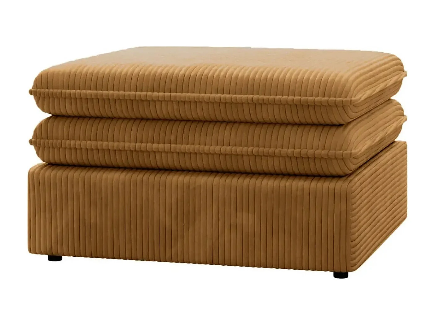 OSCAR POUF - Pouf en velours côtelé Moutarde 70x70x43