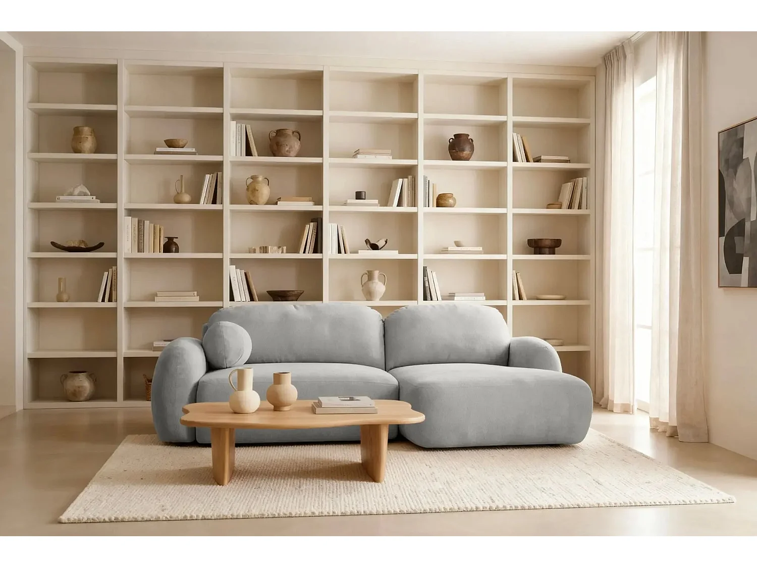 MARTIN - Canapé d'angle - Gris Clair - Gauche