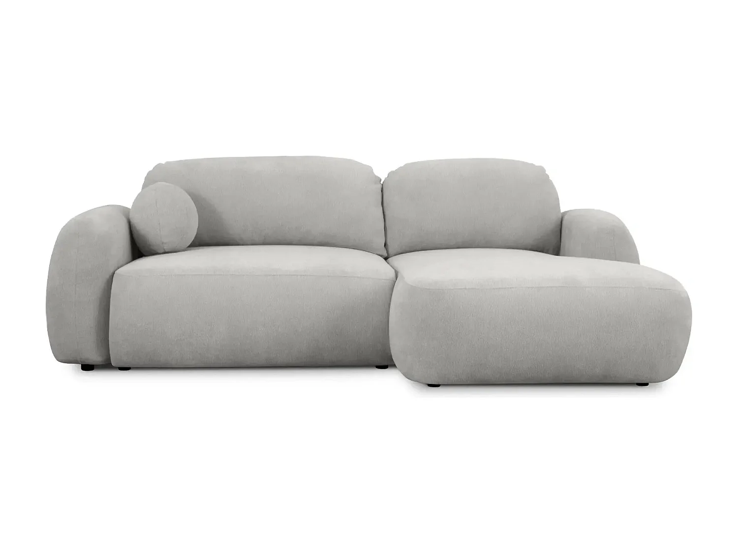 MARTIN - Canapé d'angle 3 places  tissu chenille - Gris Clair - Gauche