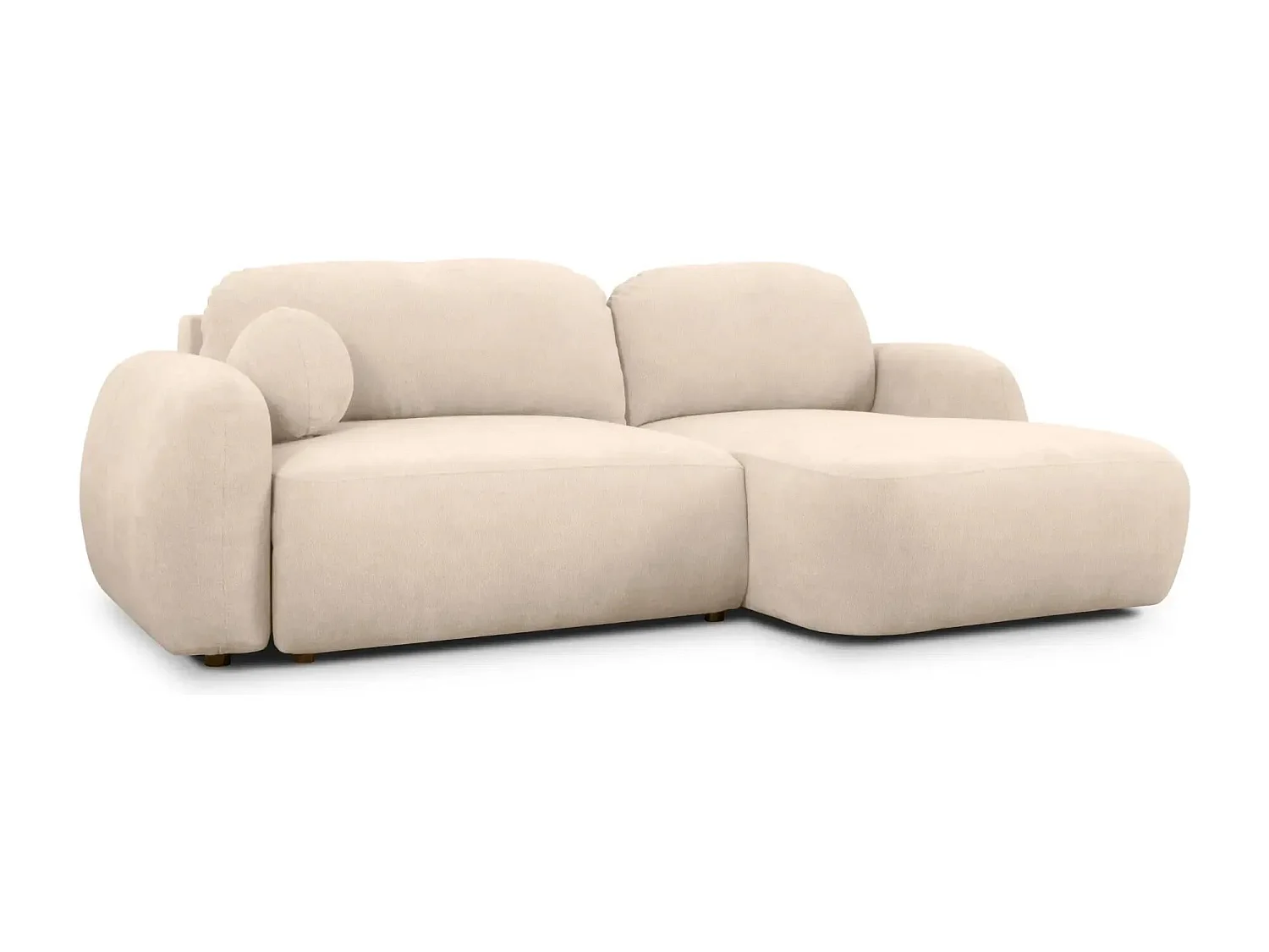 MARTIN - Canapé d'angle 3 places tissu chenille - Beige - Gauche