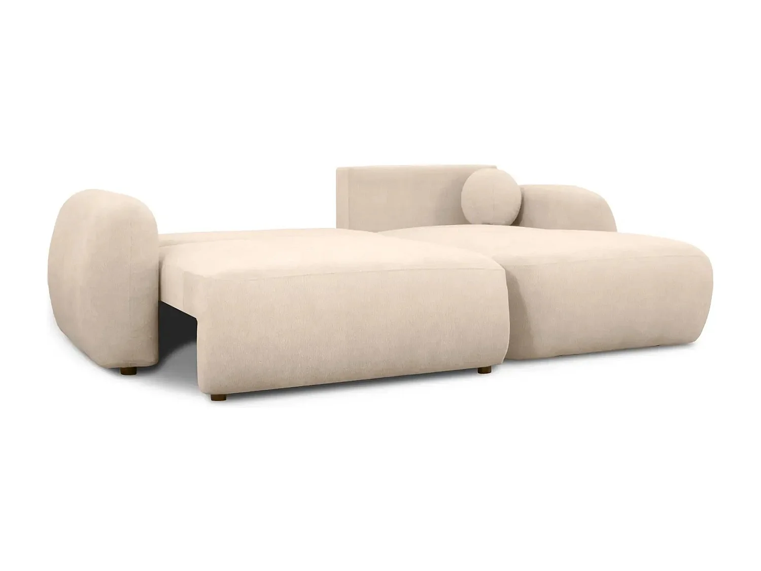 MARTIN - Canapé d'angle 3 places tissu chenille - Beige - Gauche