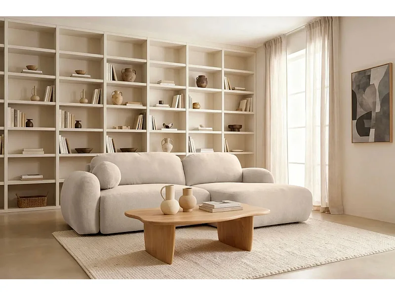 MARTIN - Canapé d'angle 3 places - Beige - Gauche