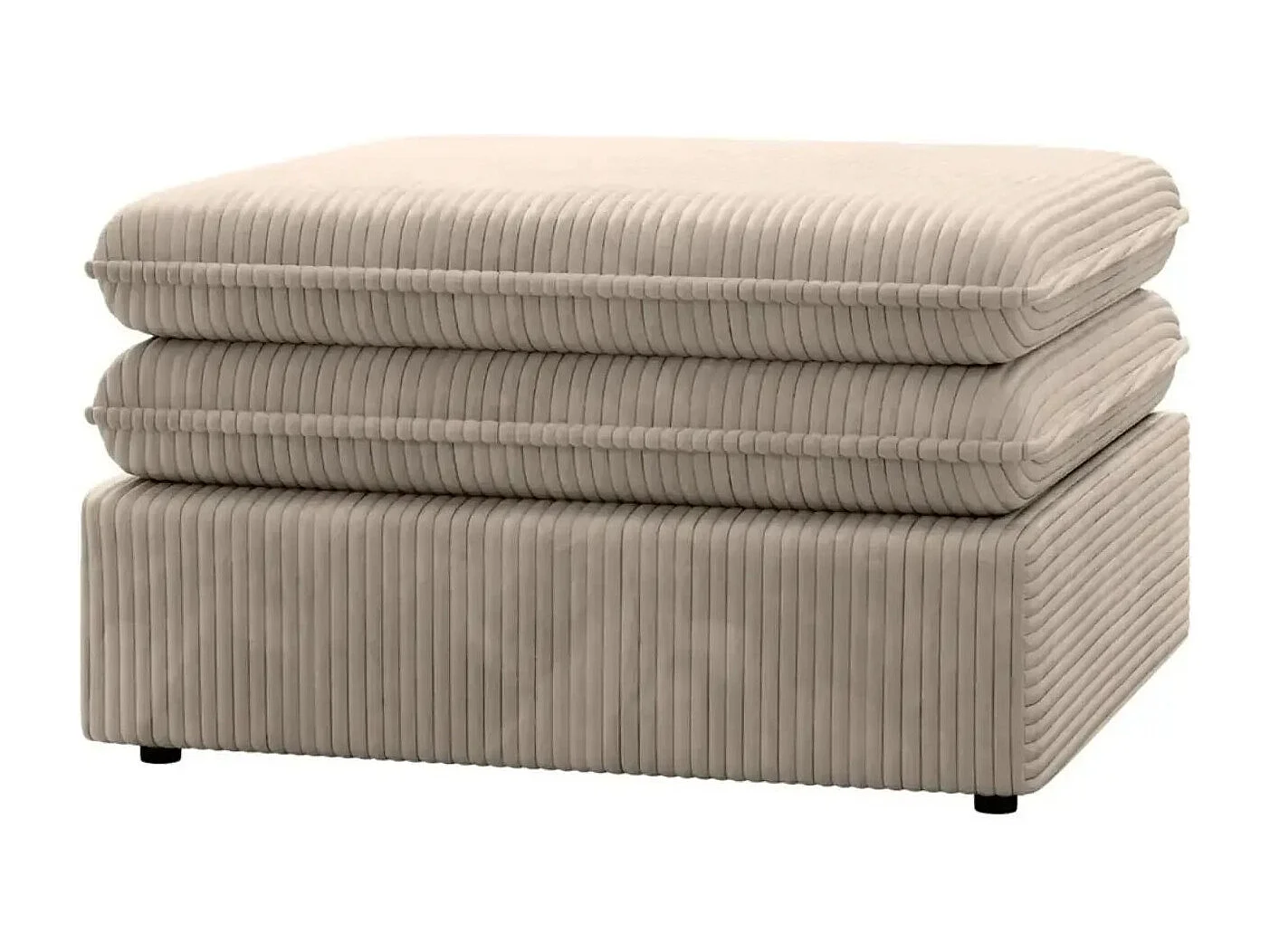 OSCAR POUF - Pouf en velours côtelé Beige 70x70x43