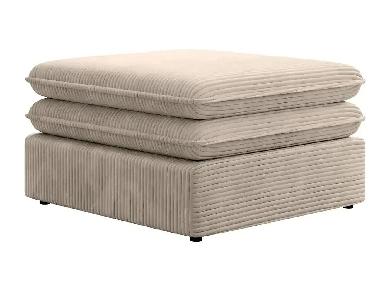 OSCAR POUF - Pouf en velours côtelé Beige 70x70x43