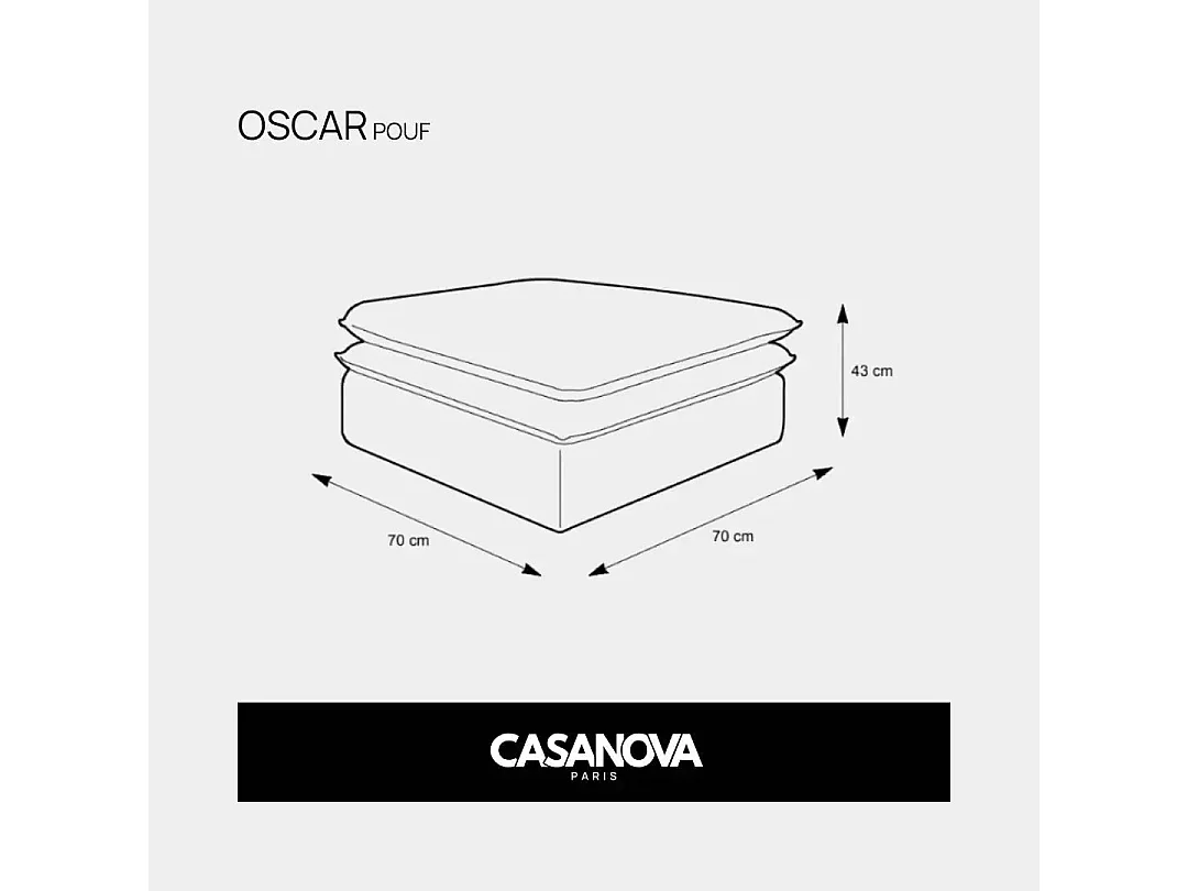 OSCAR POUF - Pouf en velours côtelé Beige 70x70x43