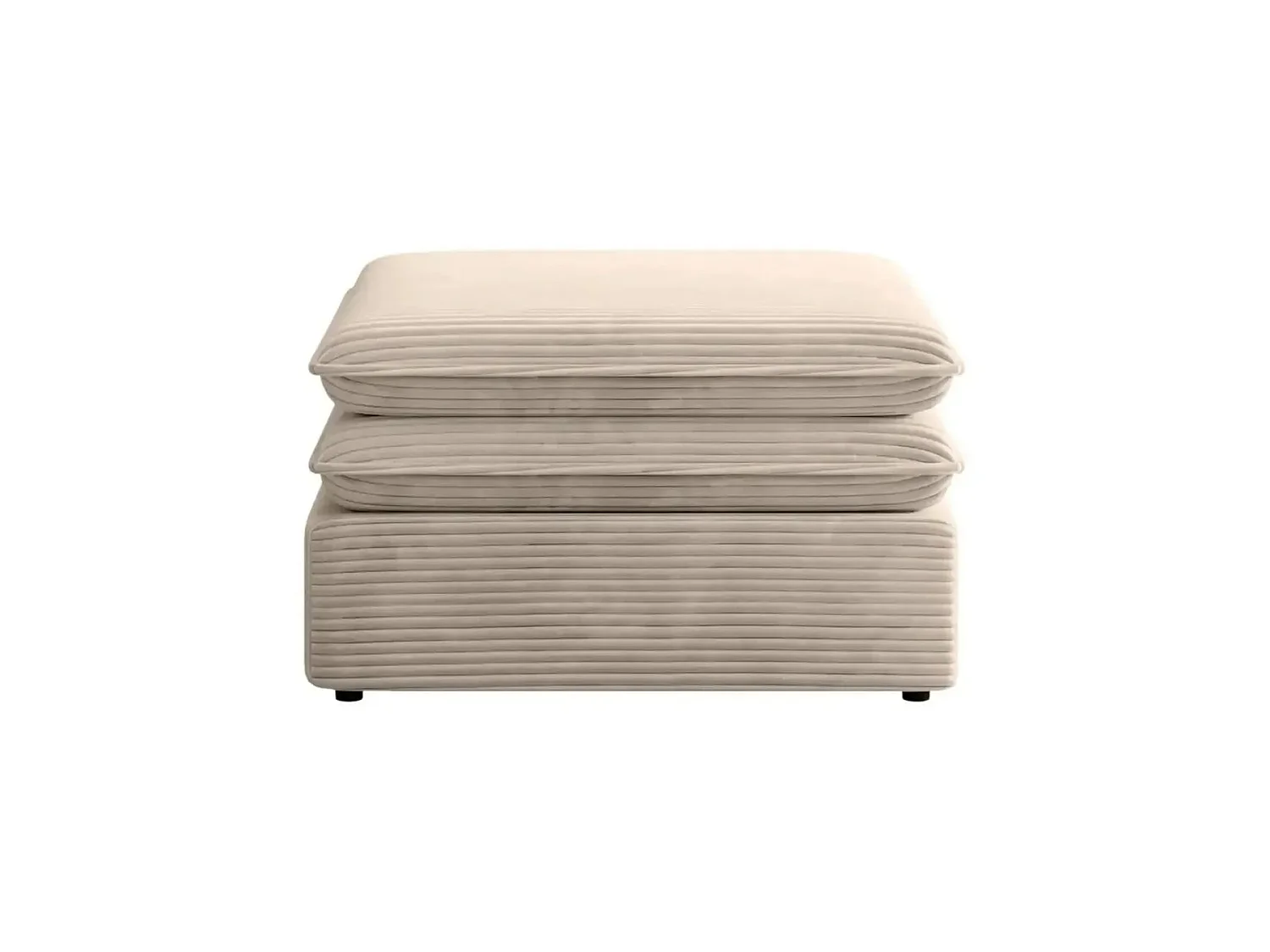 OSCAR POUF - Pouf en velours côtelé Beige 70x70x43