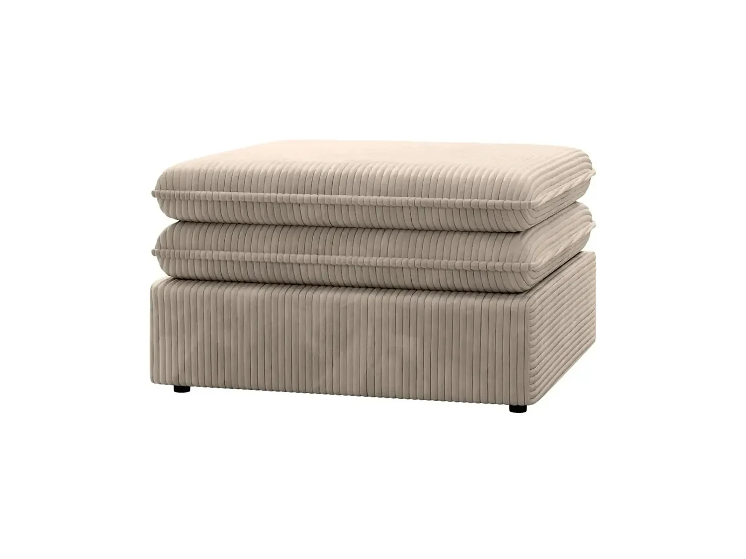 OSCAR POUF - Pouf en velours côtelé Beige 70x70x43