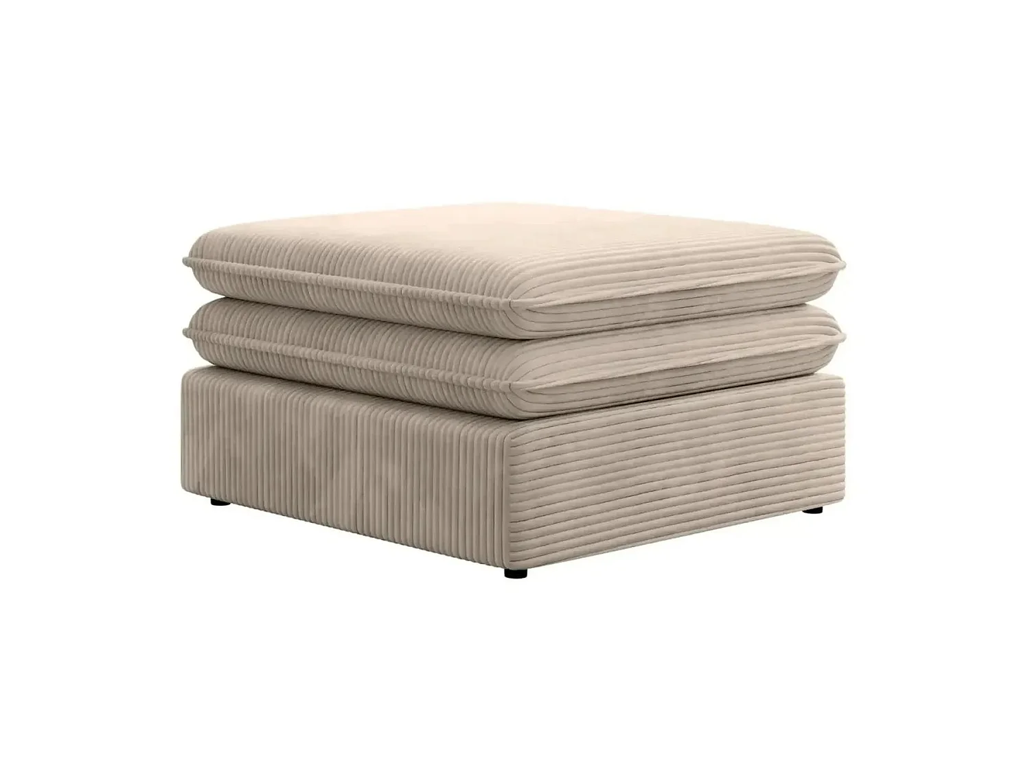 OSCAR POUF - Pouf en velours côtelé Beige 70x70x43