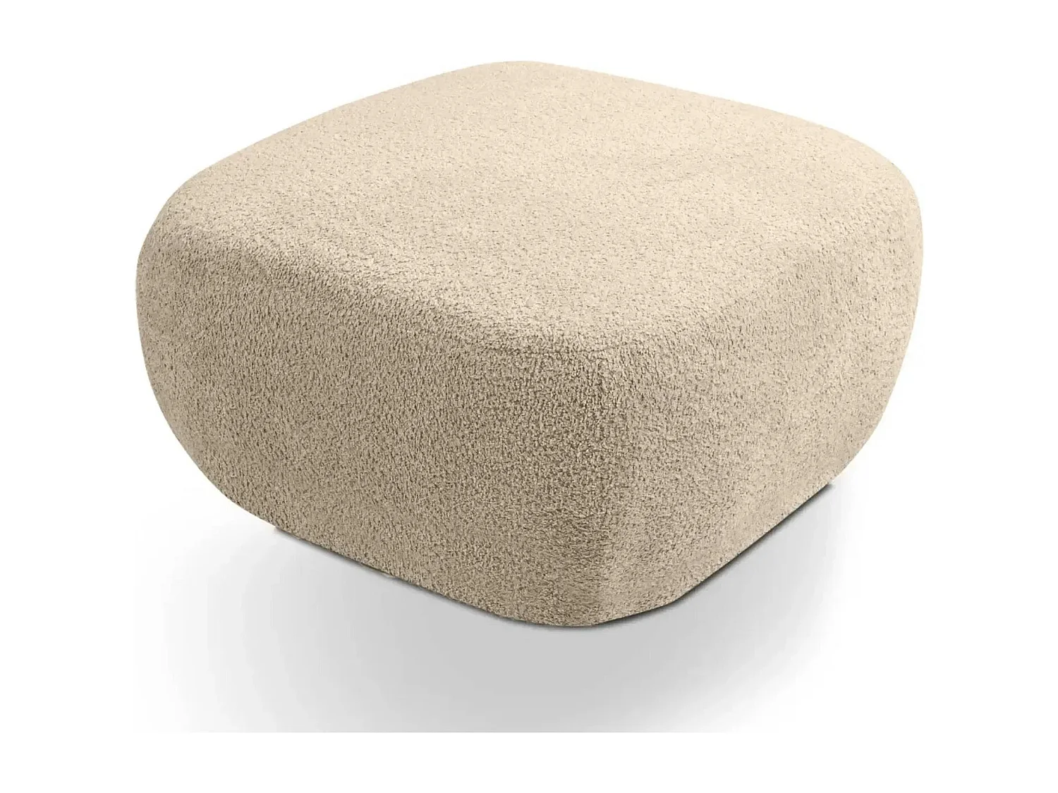 SANTIAGO - Pouf tissu bouclette - Taupe